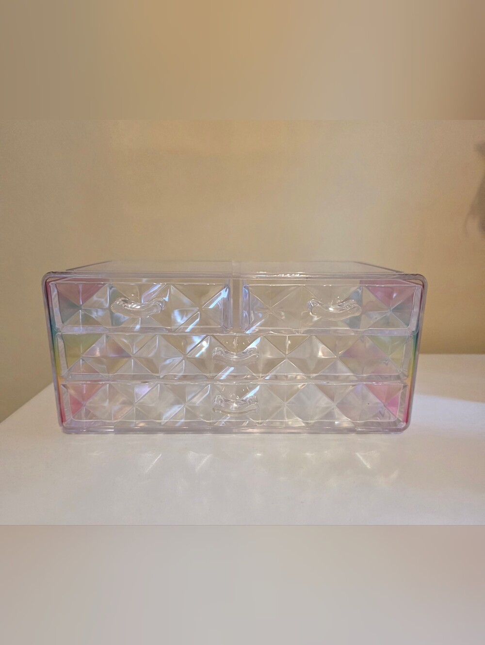 Haus Of Glam Iridescent Clear 4-Drawer Makeup Organizer